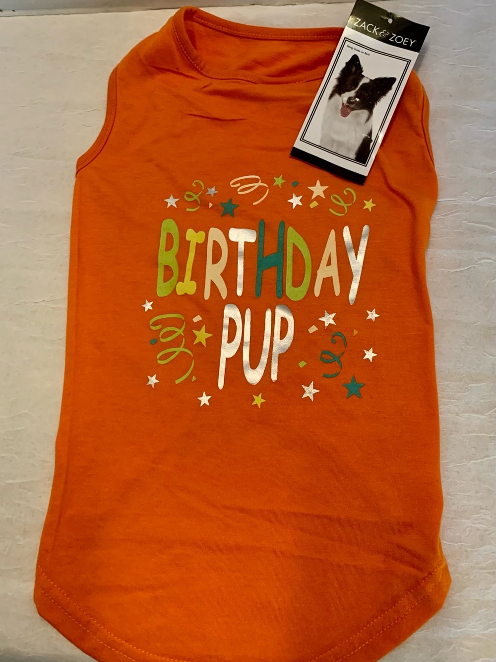 Zack & Zoey Orange "Birthday Pup Tank Top
